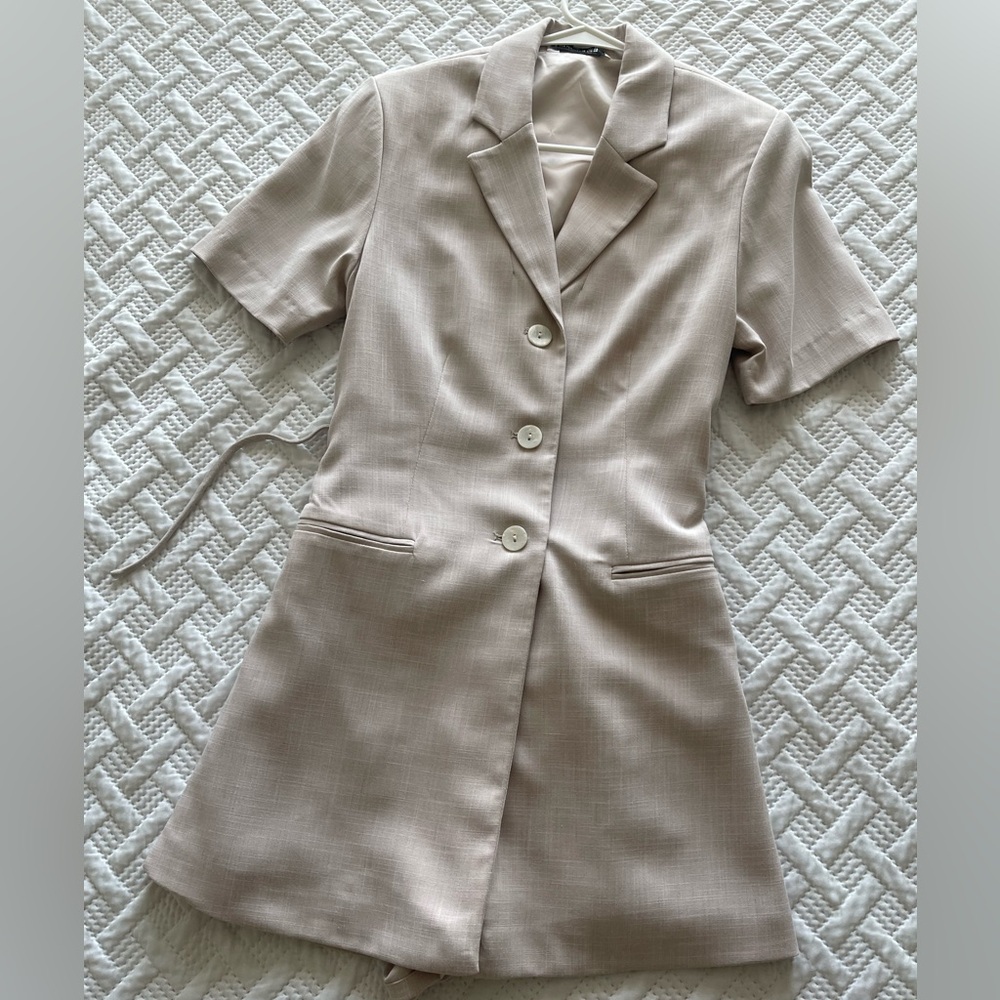 Stradivarius Cream Blazer Mini Dress